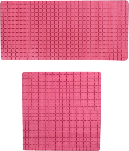 MSV Douche/bad anti-slip matten set badkamer - rubber - 2x stuks - fuchsia roze - 2 formaten