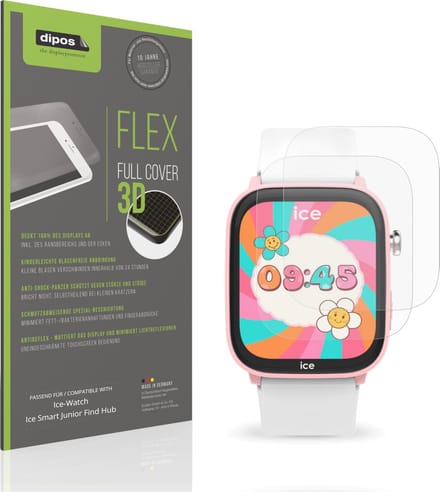 dipos FLEX – 2x Matte Screenprotector geschikt voor Ice-Watch Ice Smart Junior Find Hub | Volledige Schermbescherming | Case-Friendly