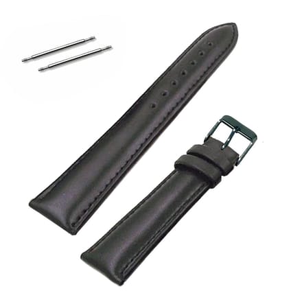 Fako® - Horlogebandje - Echt Leer - Soft - 18mm - Zwart