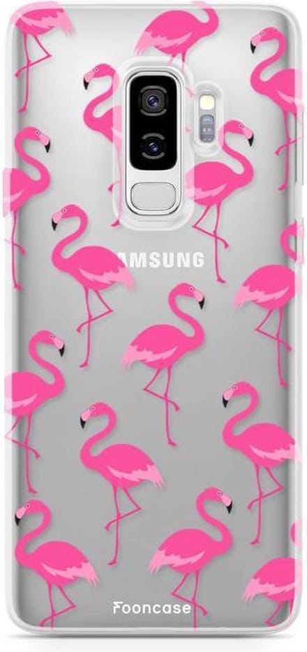 Fooncase Hoesje Geschikt voor Samsung Galaxy S9 Plus - Shockproof Case - Back Cover / Soft Case - Flamingo