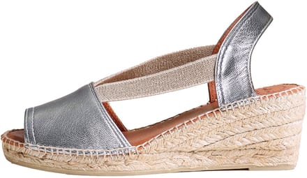 TEIDE-P | Leren espadrille met spitse neus en middelhoge sleehak - STEEL, 38