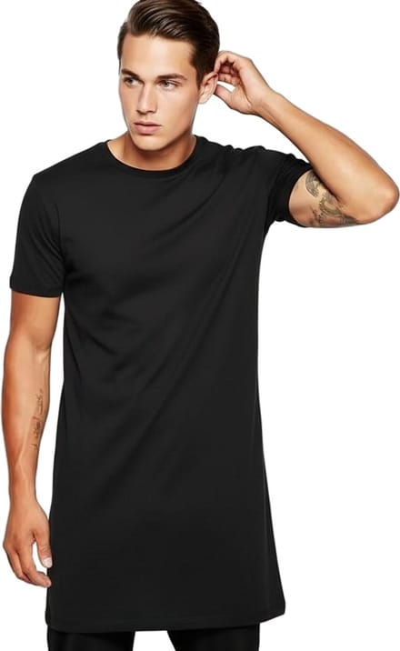 Longsize Shirt - Extra Lang - Heren - Oversized - Aansluitend - T-shirt - Zwart