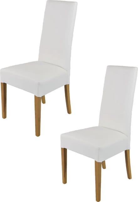 Tommychairs Luisa - Eetkamerstoelen - Set van 2 - Eikenhout & Wit - Kunstleer