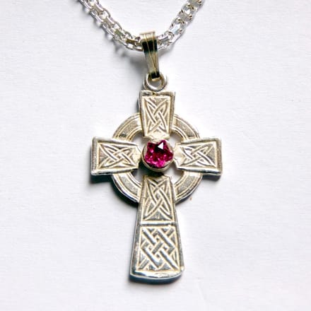 Hetty'S - Keltisch kruis - echt zilver - rode ster robijn - verstelbaar 925 zilver collier -