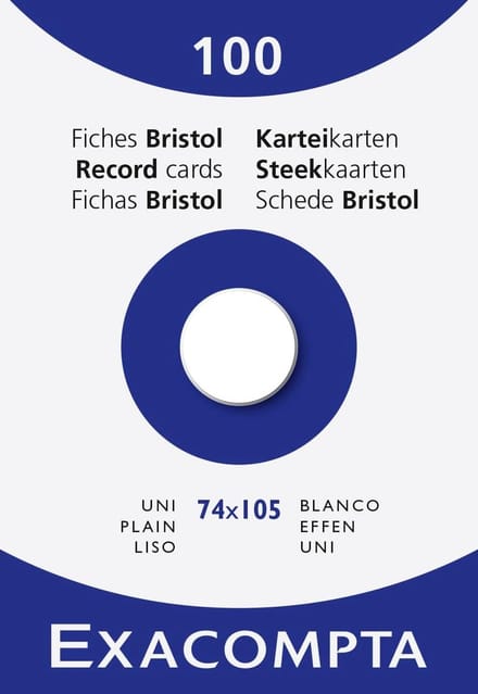 Indexkaarten - Notitiekaarten Bristol - Notities Maken - Duurzaam Bosbeheer - 100 stuks A7 - Wit
