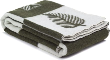 Most - Merino wollen bed deken Blad - 1 persoons - groen-wit