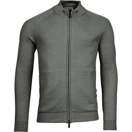 Thomas Maine Vest Ribbed Cardigan Zip Mid Grey Melange / male
