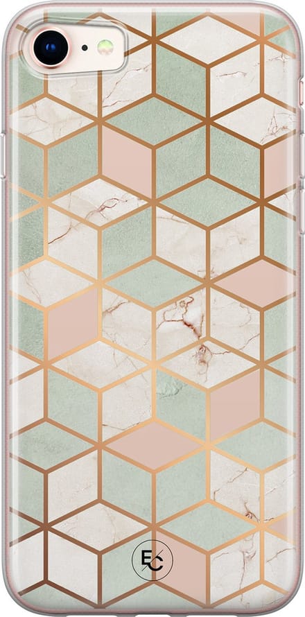 Hoesje geschikt voor iPhone SE (2020) - Pastel Kubus - Soft Case - TPU - Print - Multi - ELLECHIQ
