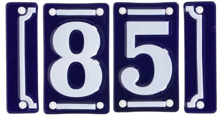 Best for Boots huisnummer 85 met sierrand - Oudhollands - emaille - blauw/wit