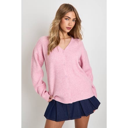 boohoo Dames Oversized Chunky Rib Gebreid Boyfriend Vest | Pink | Maat: Small