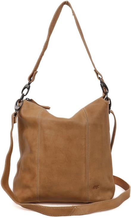 Bear Design Ava Leren Schoudertas - Dames Hobotas - Beige