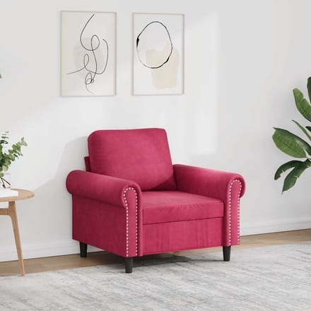 vidaXL - Fauteuil - 60 - cm - fluweel - wijnrood