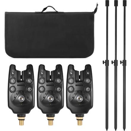 Visbeetmelders Vis Bankstick Set met Gevoerde Vistuig Tas set 1 zwart