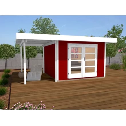Weka Tuinhuis Met Overkapping 126 Type A Gr1 Rood 240x500cm