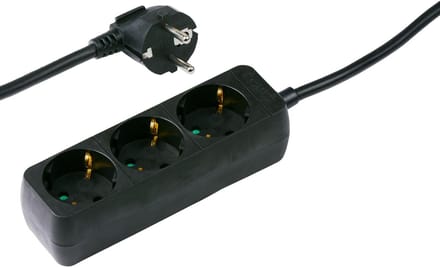 Grundig Socket 3 Way 3x1.5mm 1.5m Blk - Kunststof