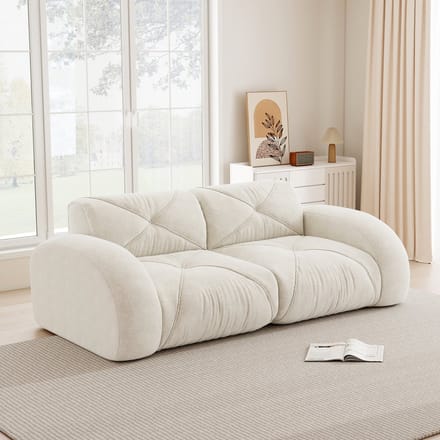 Wishdor - Modulair Bankstel - Frameloos En Antislip - Modern - Voor Woonkamer - Chenille - Wit