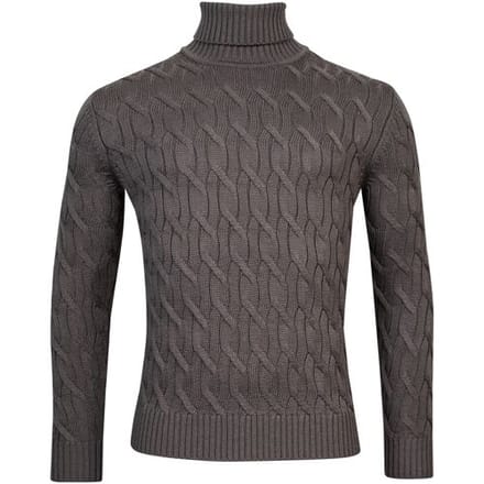 Thomas Maine Trui High Neck Allover Cable Knit Grijsgroen / male