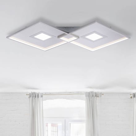 Paul Neuhaus LED plafondlamp Amara, twee vierkanten, zilver