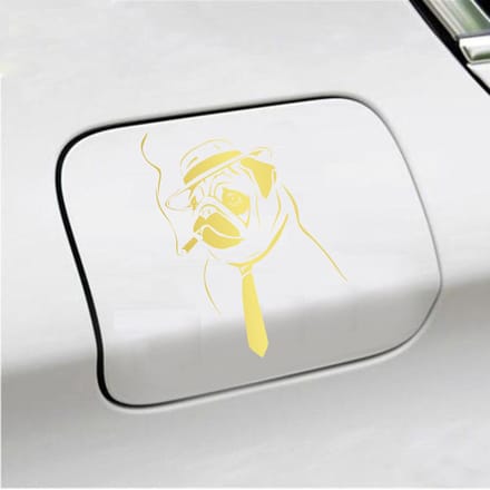 Bumpersticker - Hond Rokend - 10 X 13,6 - Goud