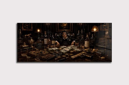 Maffia Baas schilderij op plexiglas 122x55cm