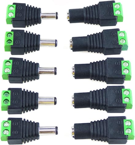 10 stuks 5,5 mm x 2,1 mm DC-stekker voor CCTV-camera en LED-strip licht adapter