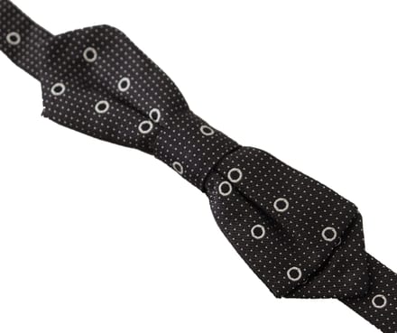 Dolce & Gabbana Zwart Witte Pois 100% Zijde Nek Papillon Mannen Stropdas