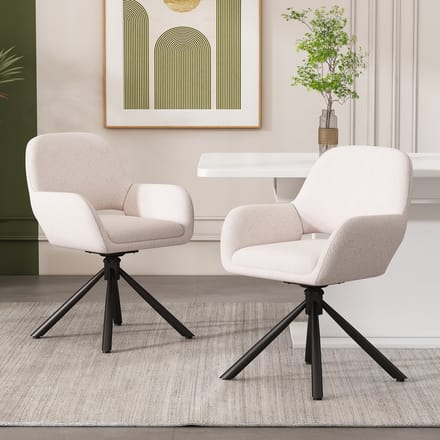 REDOM - Draaibare Stoelen Met Armleuningen - Modern - Sherpa - Wit - Set Van 2