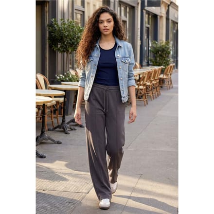 Getextureerde Wijde Pantalon met Koordsluiting
