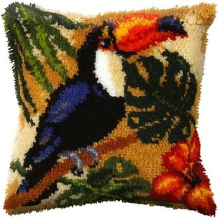 Knoopkussen TOEKAN - ORCHIDEA - 40 x 40 cm inclusief knoophaak