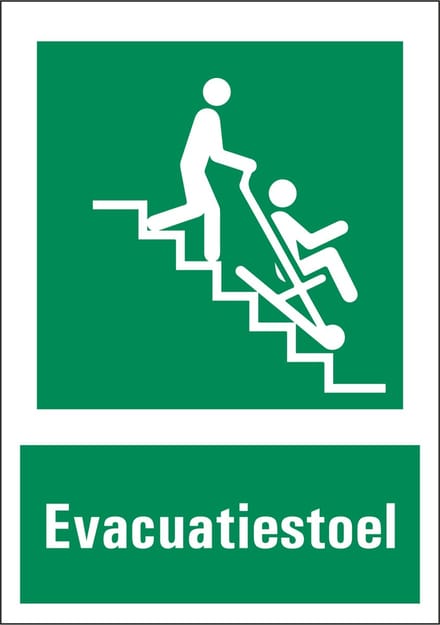 Evacuatiestoel sticker met tekst 297 x 420 mm