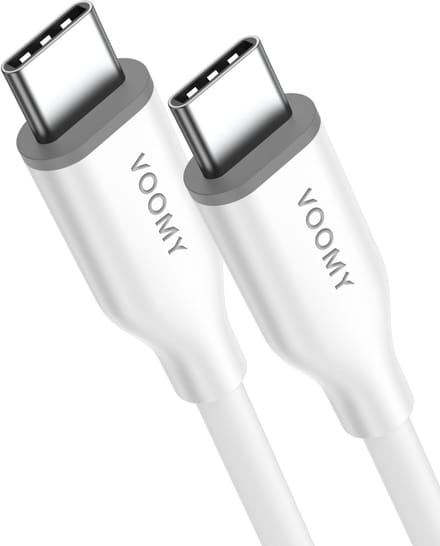 Voomy USB C Kabel 60W - 1 Meter - USB-C naar USB-C Oplaadkabel - Fast Charging - Universeel - Geschikt voor Telefoon, Laptop en Tablet - Wit