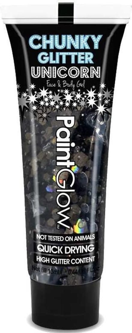 Chunky glitters face & body gel 13 ml Black Star - Halloween