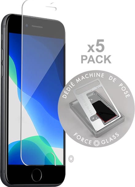 Force Case, Screenprotector geschikt voor iPhone SE 2022 / SE / 8 / 7 / 6S / 6 - [5 Stuks] Tempered Glass, Transparant