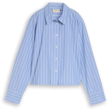 Tom Tailor Denim - Boxy fit overhemdblouse van katoen - Maat XL - mid blue white stripe