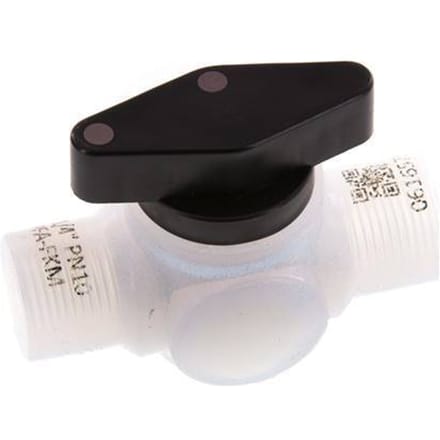 PFA 3-weg Kogelkraan G 1/4'' FKM Vacuüm