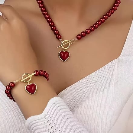 Luxe Hart Set Acryl Hart Set Ketting Armband Stijlvolle en Elegante Bedel brown