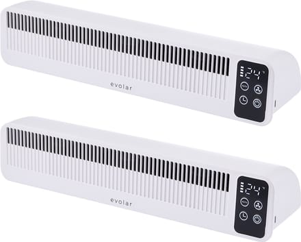 Evolar Radiator Ventilator Draadloos - 2 stuks - 3W - Wit - 5200 mAh accu - met timer en Slimme Modus - Kachelventilator - EVO-RFW03
