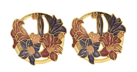 Behave - Oorringen dames - bloemmotief - paars - 3 cm