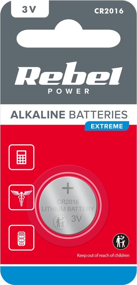 Rebel Alkaline Knoopcell Batterij - CR2016 - 3V - Blister van 1 stuks