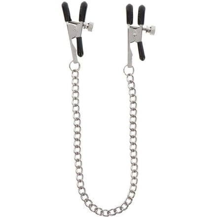Taboom - Adjustable Clamps with Chain - Bondage / SM Nipple clamps Zilver