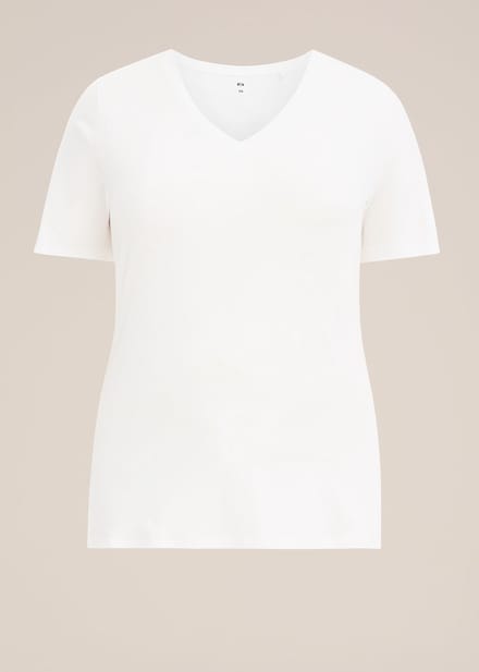 WE Fashion Dames T-shirt met V-hals - Curve