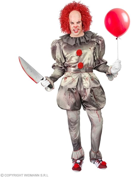 Widmann - Moordende Clown Zonder Grappen - Man - Rood, Grijs - Medium - Carnavalskleding - Verkleedkleding