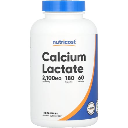 Nutricost, calciumlactaat, 2.100 mg, 180 capsules (700 mg per capsule)