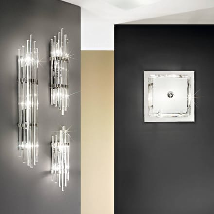 austrolux Wandlamp Ontario, 41 cm, chroomkleurig, glas