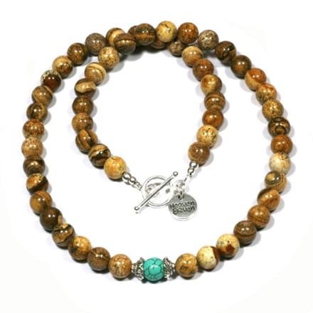 Heaven Eleven Men - heren - ketting - edelsteen - Jasper - Jaspis - Turquoise - 50cm