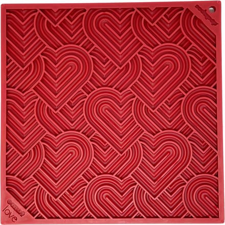 Sodapup Lickmat Love Hearts - Hondenvoerbak - Rood L