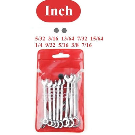 Lot de 10 mini clés plates standard métriques/impériales de 4 à 11 mm, clés à cliquet doubles en acier de 45 #, mini clés mixtes Inch red