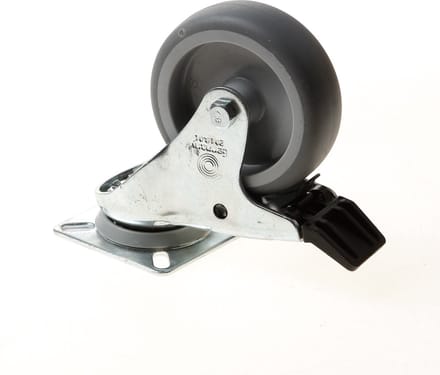 Zwenkwiel Grijs Rubber 75mm Geg Bev.Pl.+Glij - 1521725