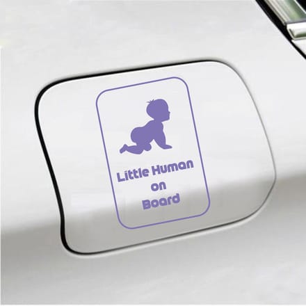 Bumpersticker - Little Human On Board - 15 X 10 - Paars