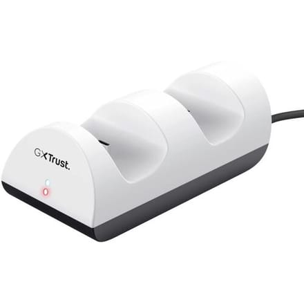 Trust GXT254 Duo Charge - Dockingstation voor twee PS5 controllers - Spelcomputer oplaadstation - Wit